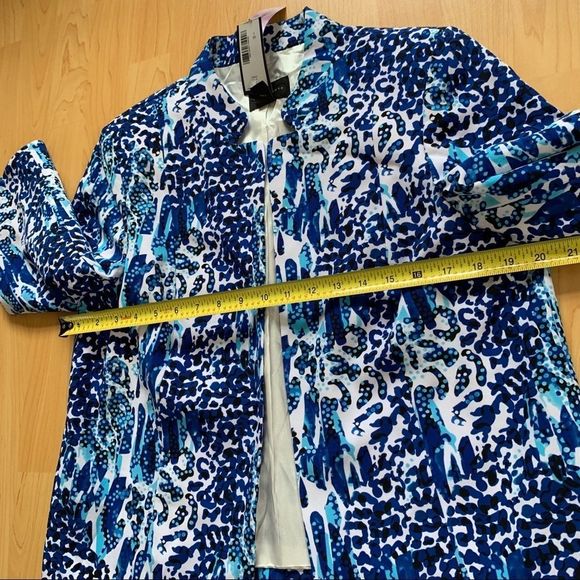 New Blue & White Printed Investments Blazer Size 6 - Picture 7 of 8